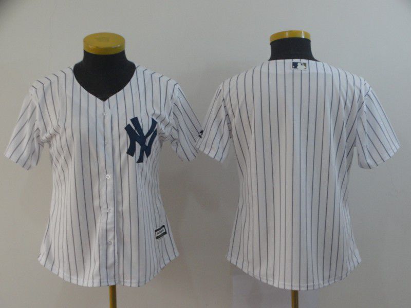 Women New York Yankees Blank White MLB Jersey->new york yankees->MLB Jersey